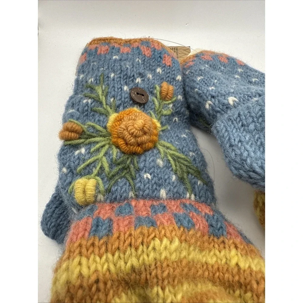 Lost Horizons Merci Mittens Wool Knit Handmade Sundance NWT Cute Gloves